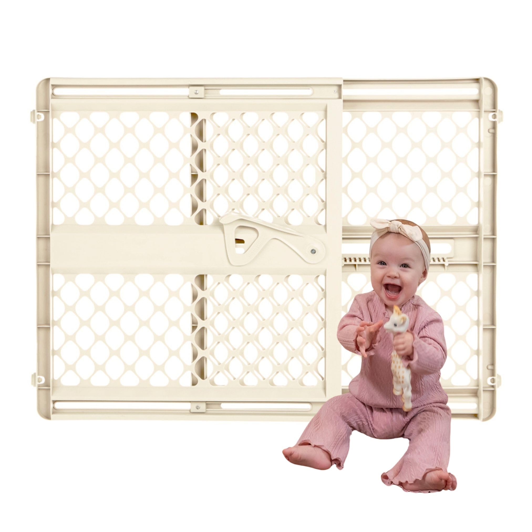 Toddleroo Supergate Ergo in doorway, expanded to fit a wide opening for versatile safety.
