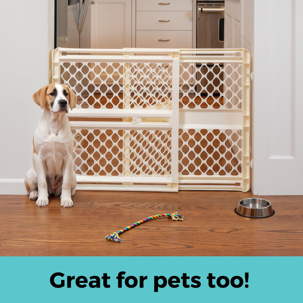 Toddleroo Supergate Ergo JPMA-certified gate for peace of mind during family visits.