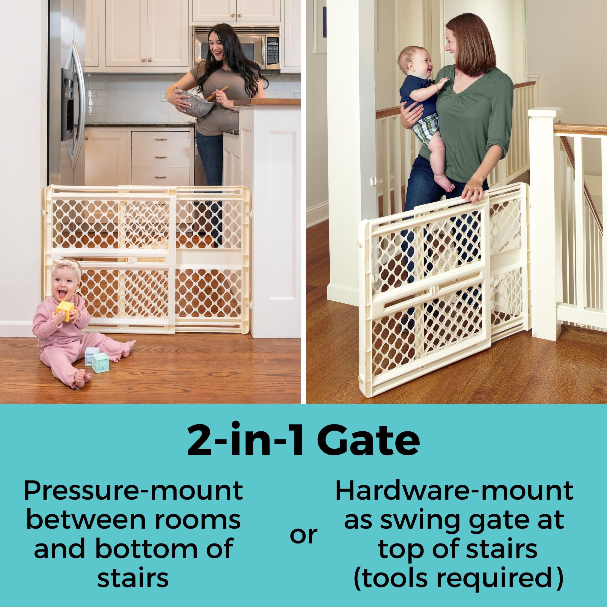 Toddleroo Supergate Ergo one-handed easy-press handle for quick passage.