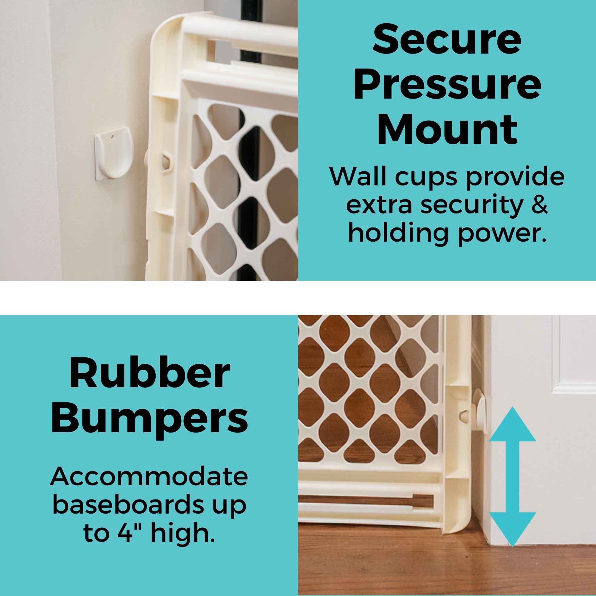 Toddleroo Supergate Ergo pressure-mounted for quick doorway setup without tools.