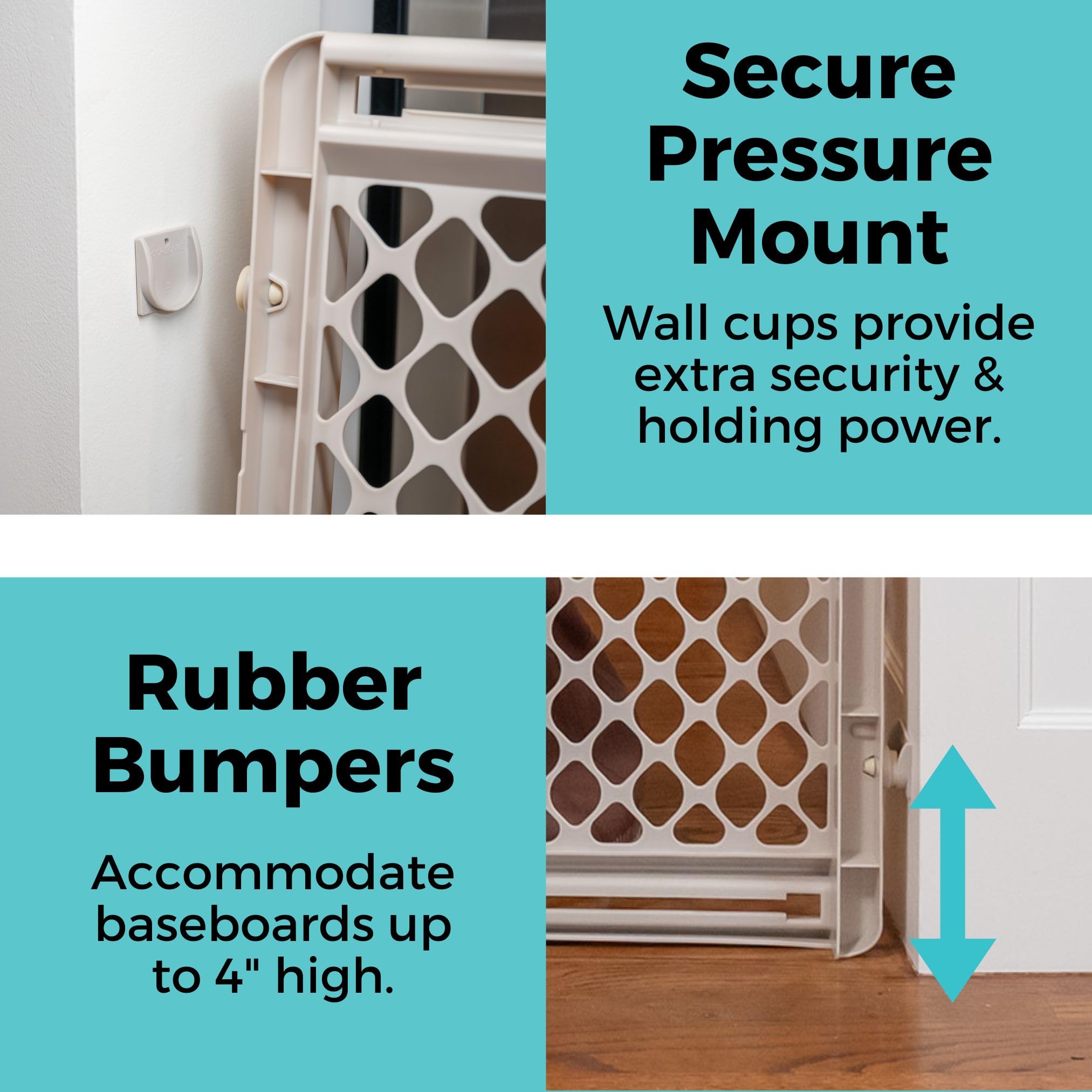 Toddleroo gate pressure mounting with door sockets for extra hold