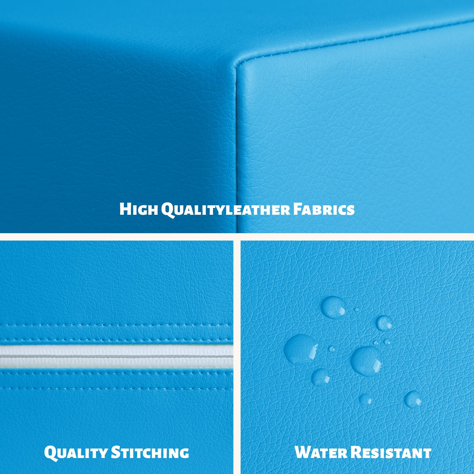 TODIBY waterproof PU leather blocks simplify quick cleanups after playtime.
