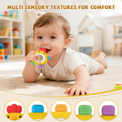 TOHIBEE teething toy with rattle helps stimulate hearing and grip