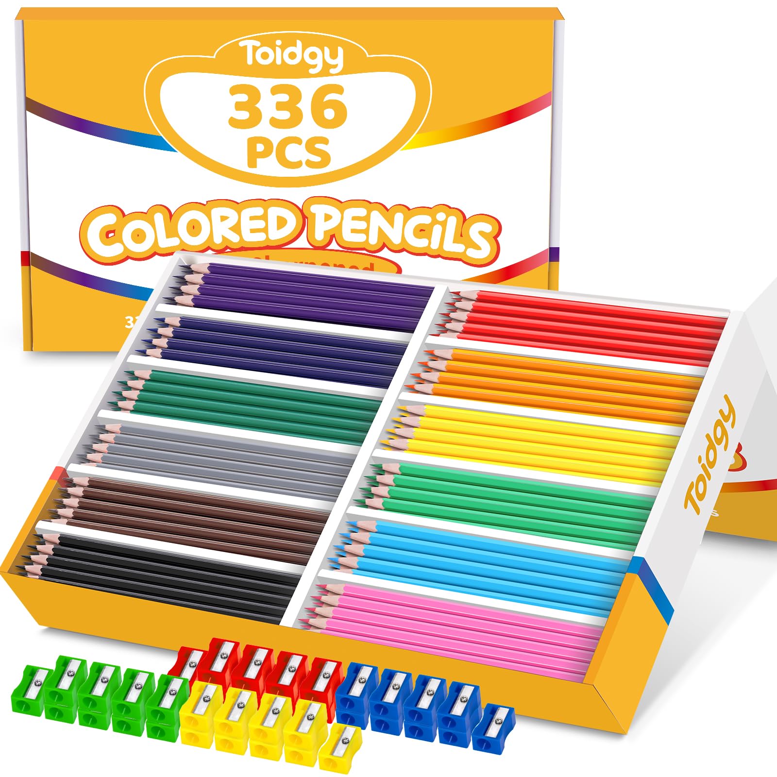 Toidgy 336 pack colored pencils bulk in 12 colors for classroom creativity