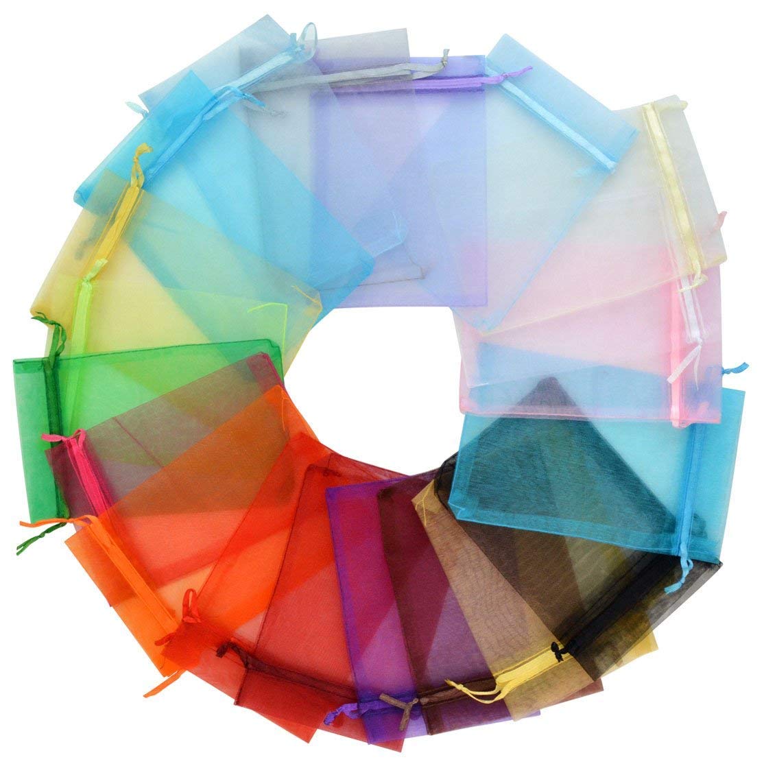 Tojwi organza bags mixed colors ready for jewelry and favors.