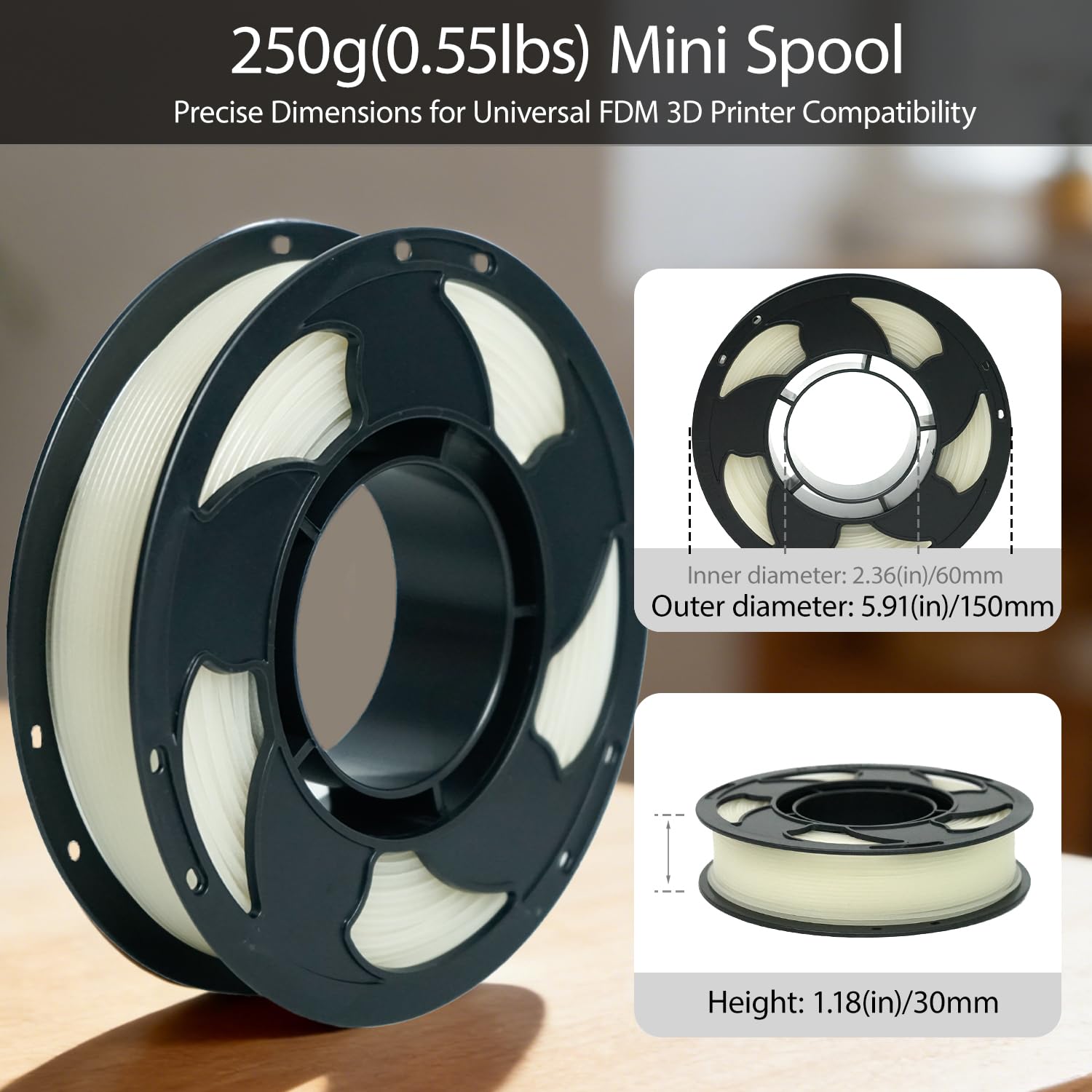 Toksen3D glow gradient rainbow filament offers precise 1.75mm diameter tolerance for consistent prints.
