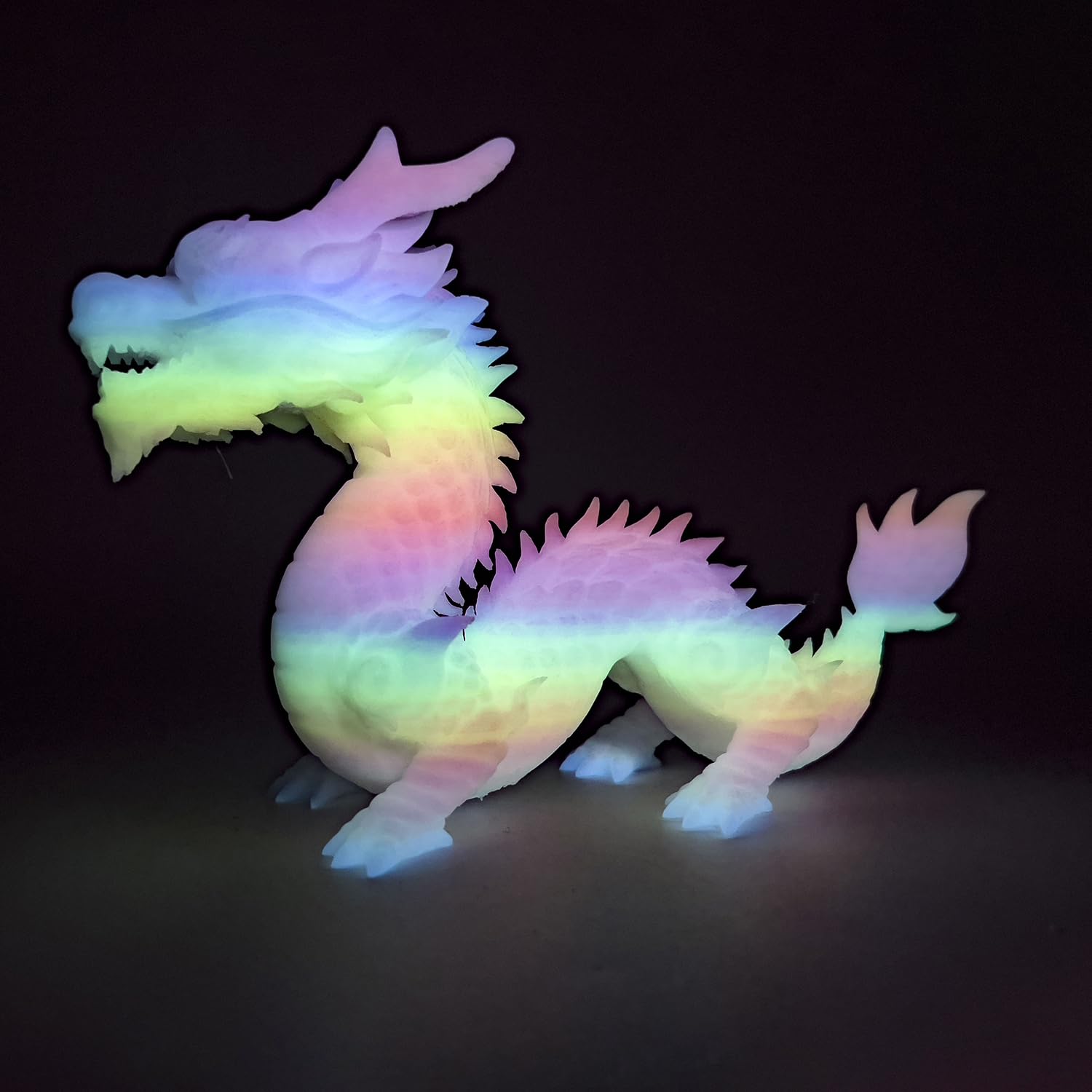 Toksen3D glow gradient rainbow filament prints without odors for easy home use.