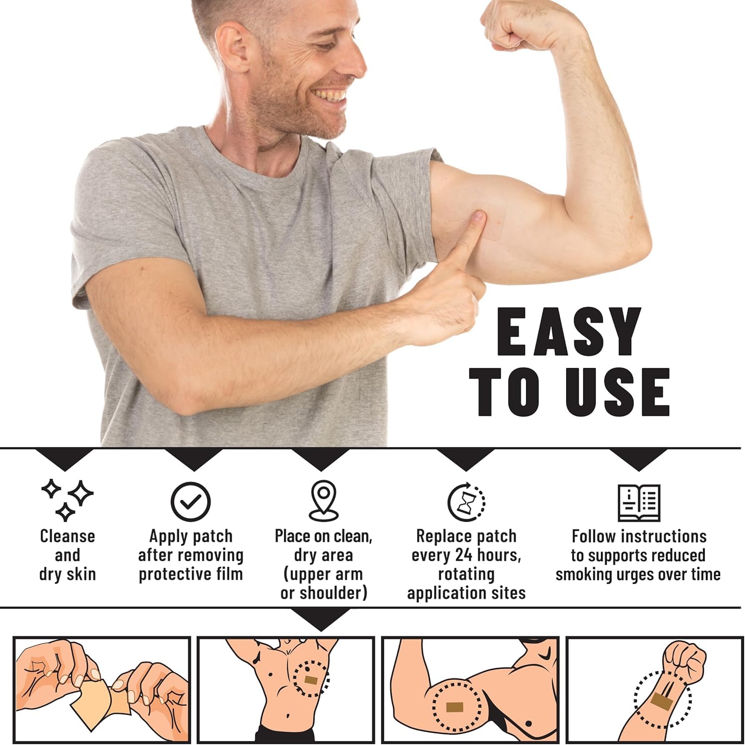 Easy application of a TOLEVITA patch for quick daily use.