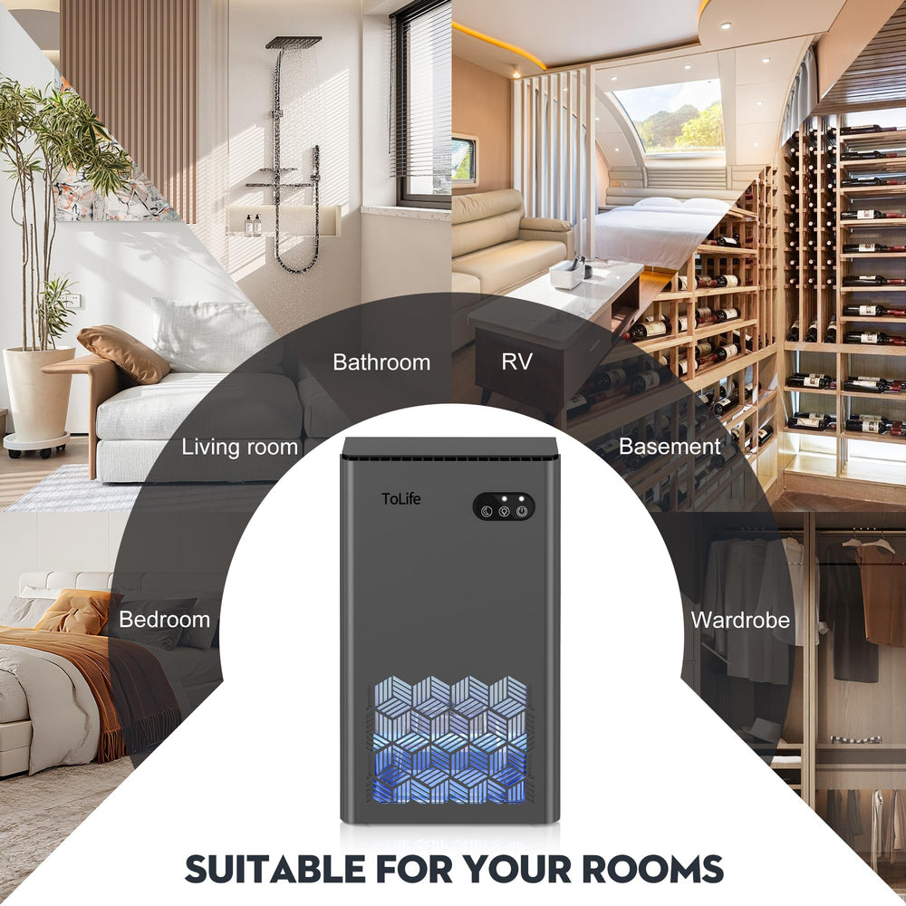 ToLife Dehumidifier ideal for basement, bedroom, bathroom, and closets