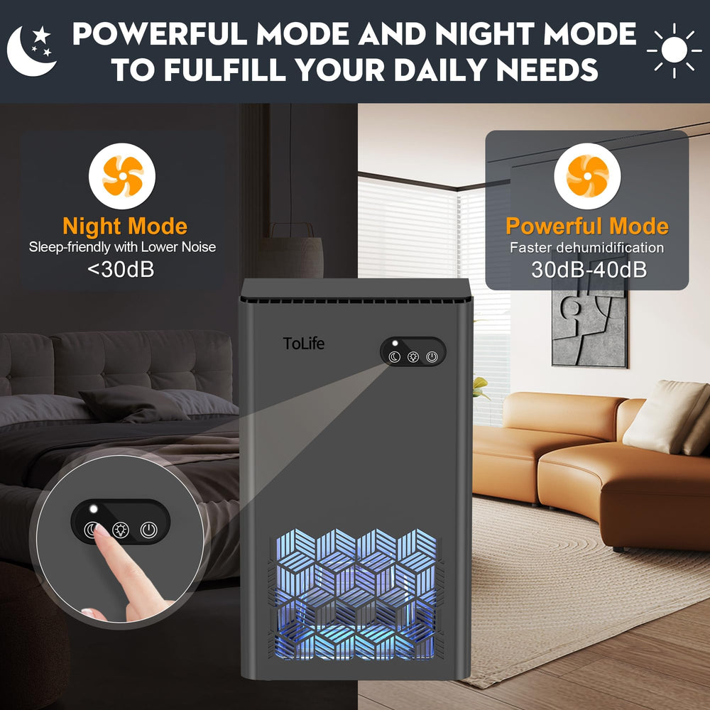 ToLife Dehumidifier seven-color LED lighting provides mood lighting for relaxation