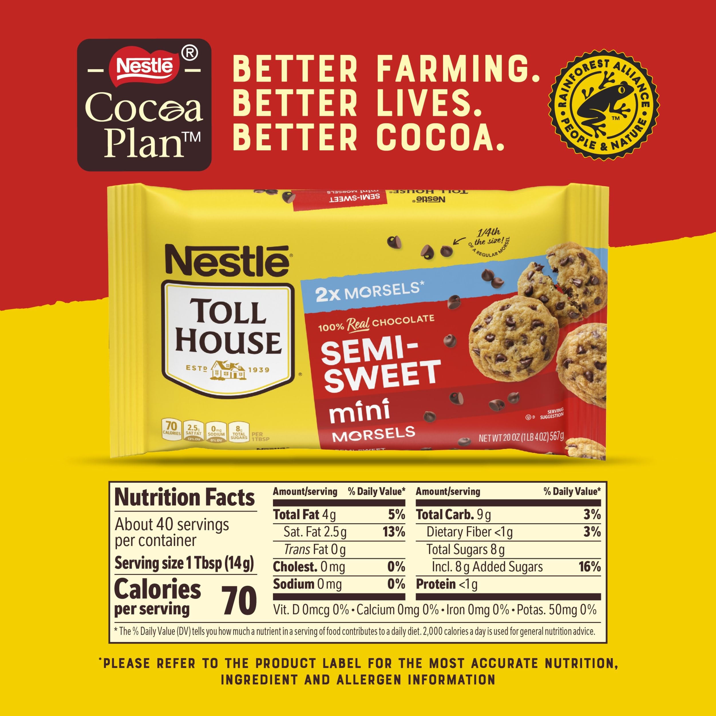 Toll House semi-sweet morsels close-up, rich chocolate flavor for desserts and snacks.
