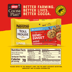 Toll House semi-sweet morsels close-up, rich chocolate flavor for desserts and snacks.