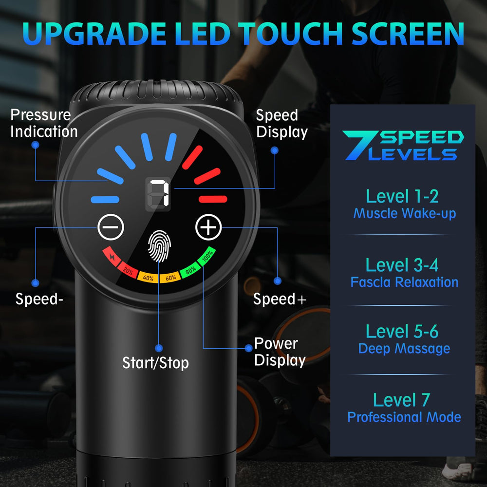 TOLOCO massage gun with 10 heads for versatile muscle relief.