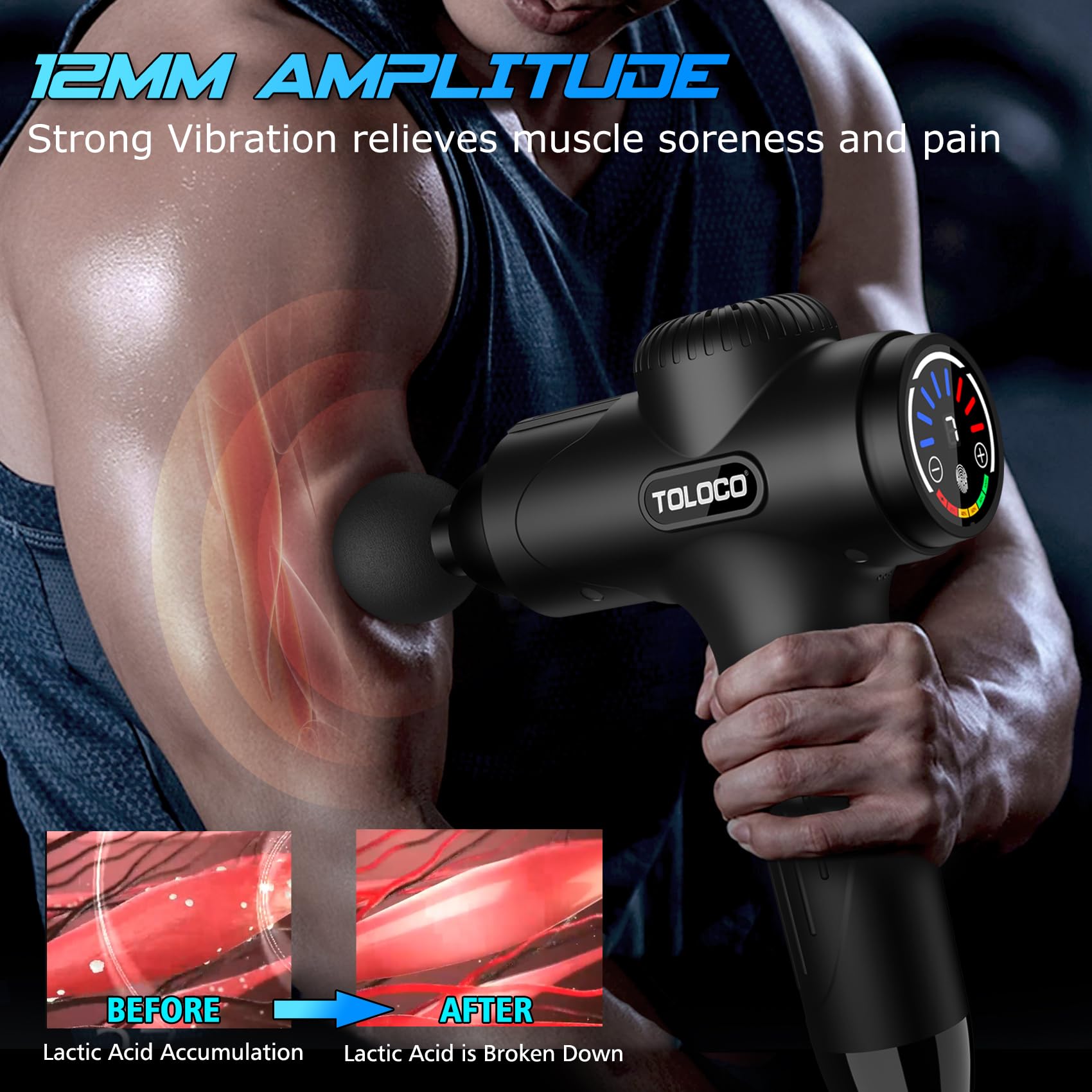 TOLOCO massage gun non-slip handle for secure grip during sessions