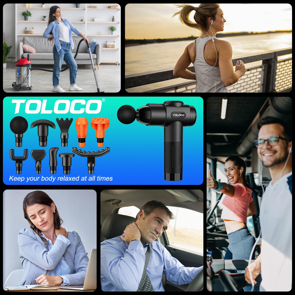 TOLOCO massage gun portable cordless design fits your routine.