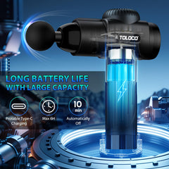 TOLOCO massage gun operates quietly for home or gym use.