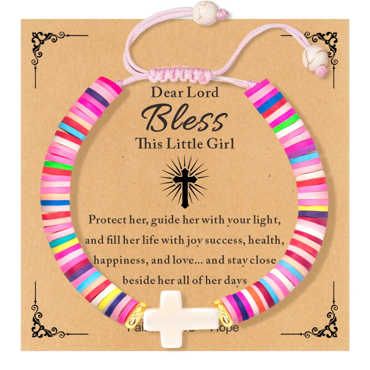 TOLOWOBK cross bracelet with gift box, ideal Easter gift for girls