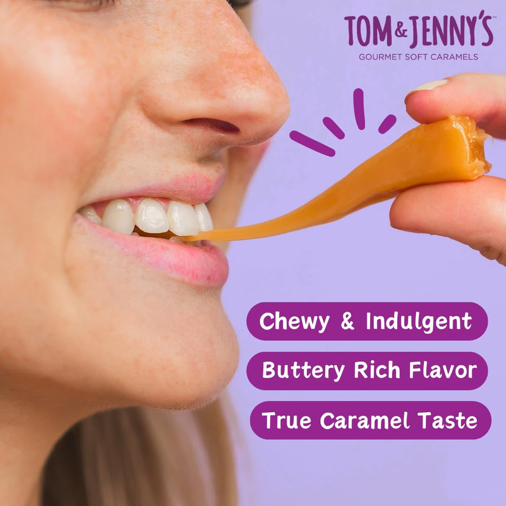 Tom and Jenny's USA-made caramel packaging reflects quality ingredients