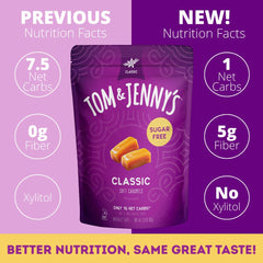 Tom and Jenny's chewy caramel sea salt closeup highlights premium texture