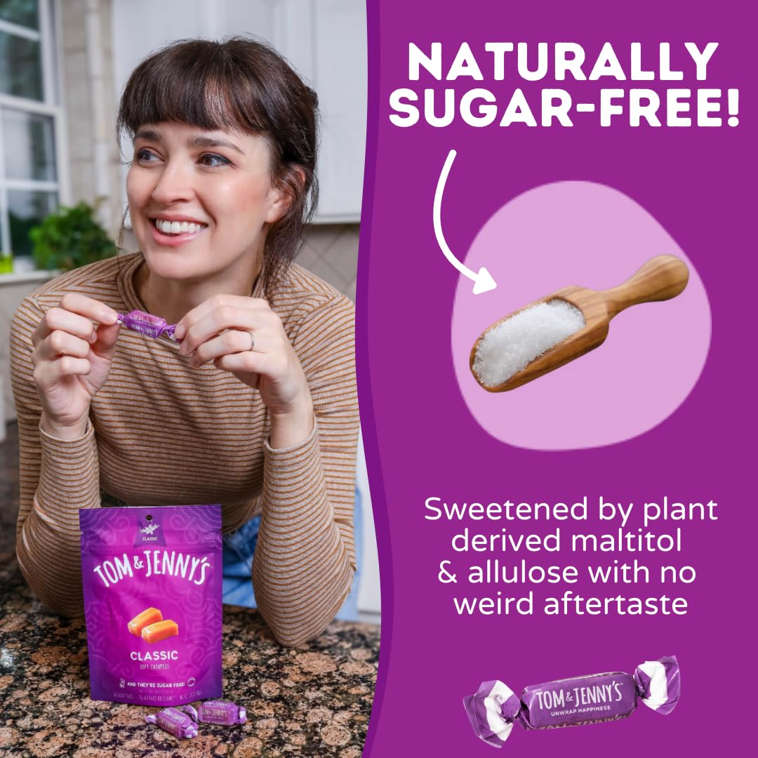 Tom and Jenny's low-carb caramel 80 calories per serving in a convenient wrapper