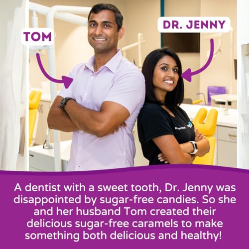 Tom and Jenny's sugar-free caramel display featuring sea salt and vanilla