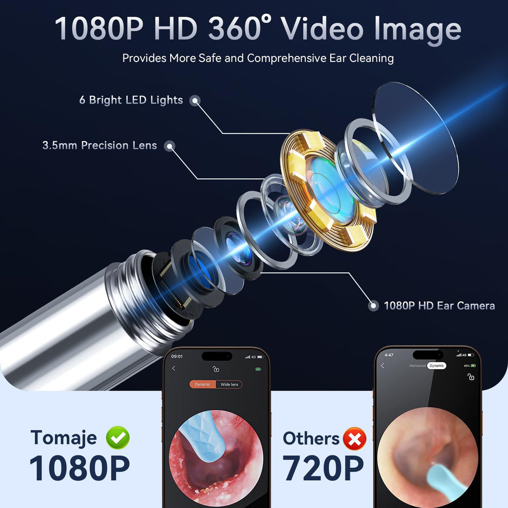 Tomaje ear wax camera with LED lighting for clear visuals.