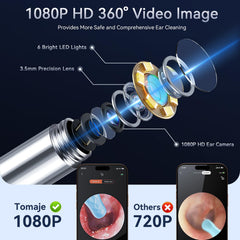 Tomaje ear wax camera with LED lighting for clear visuals.