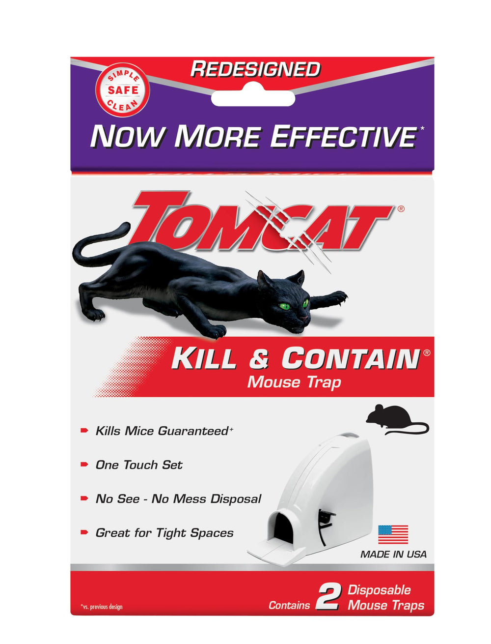 Tomcat Kill & Contain mouse trap front view showing compact containment