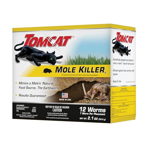 Tomcat Mole Killer product label and usage guide for safe handling