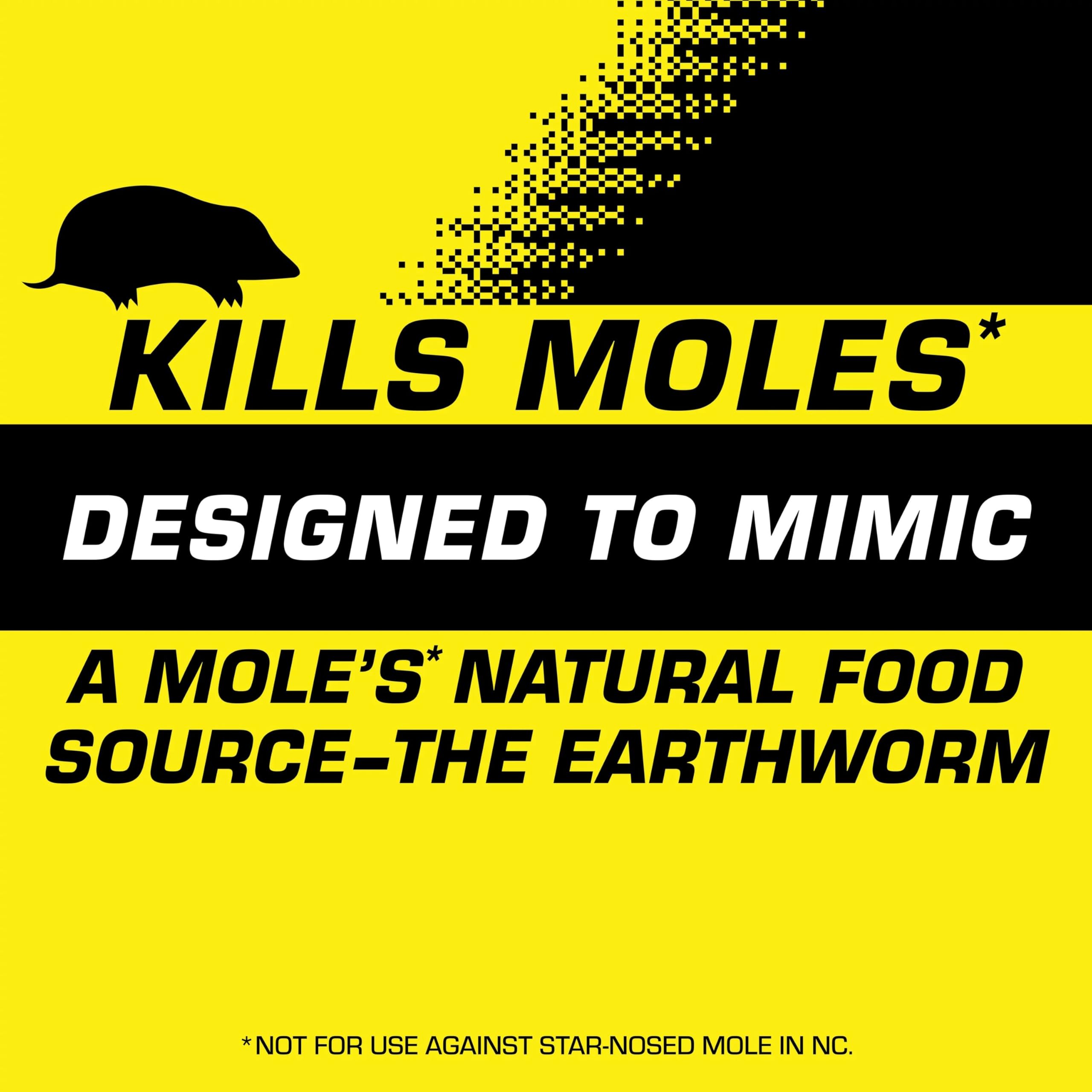 Tomcat Mole Killer packaging displayed on store shelf for easy purchase.