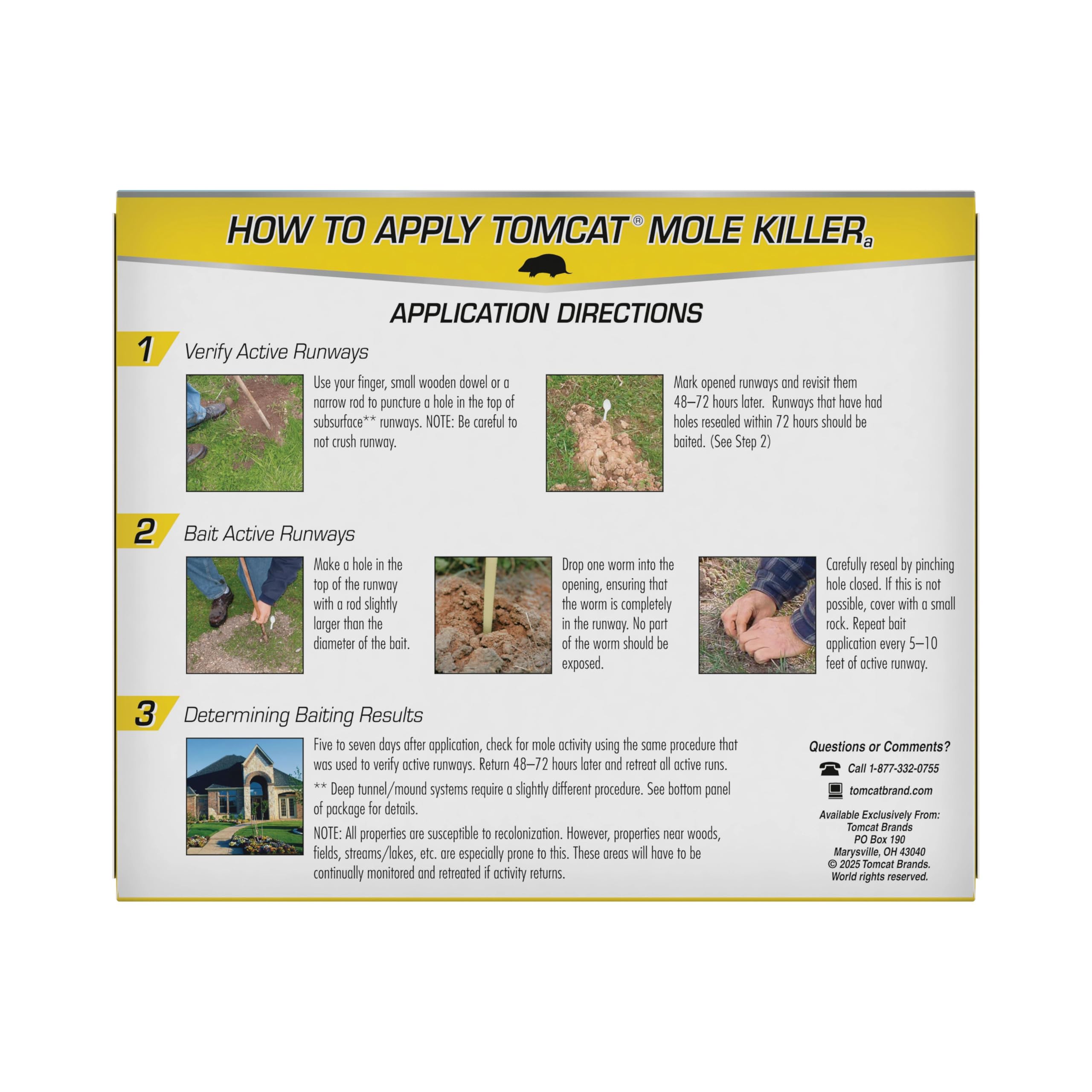 Tomcat Mole Killer worm entering a mole tunnel during application.