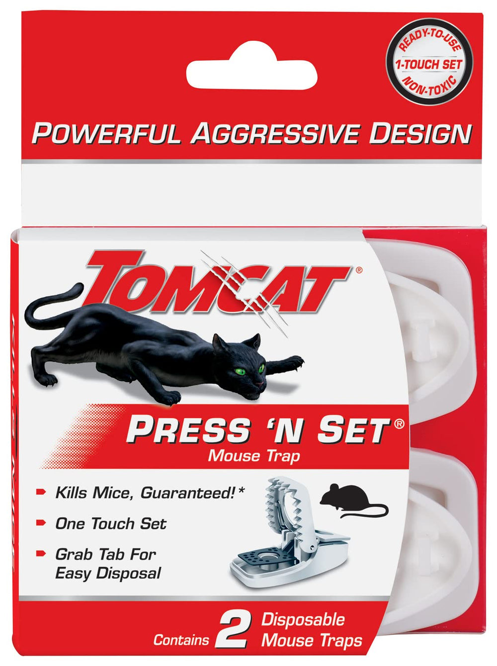 Tomcat Press 'N Set mouse trap empty-trap close-up ready for baiting