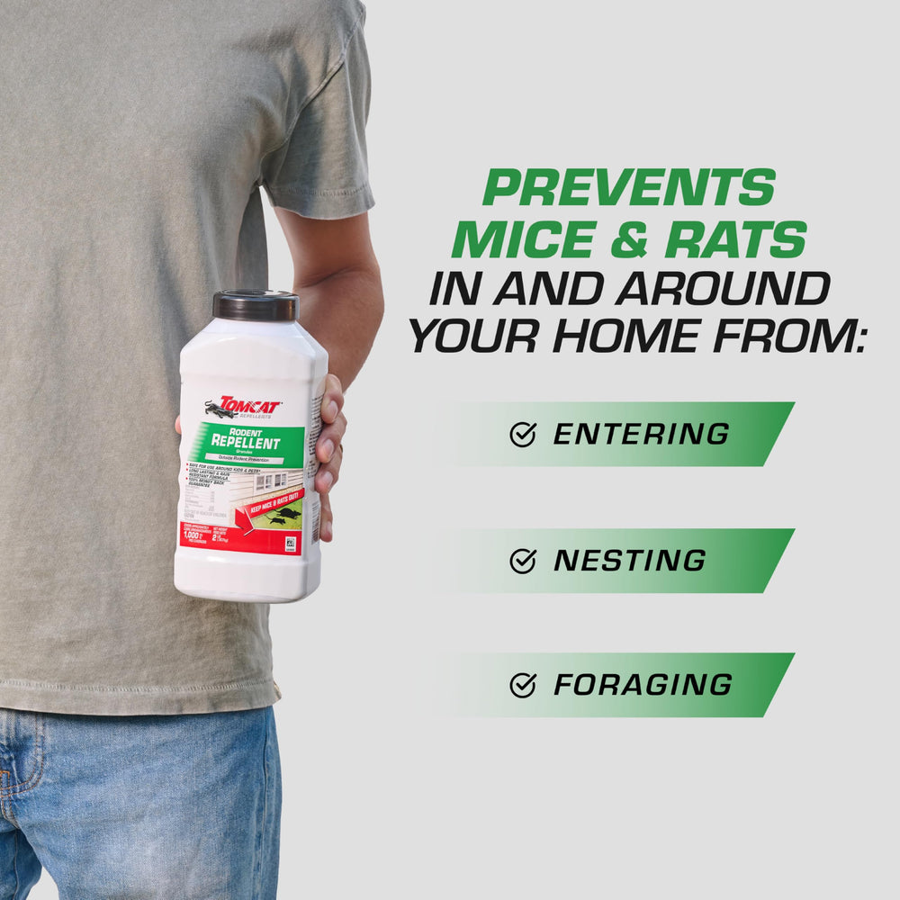 Tomcat Repellents bottle-dispense action shown for easy outdoor use.