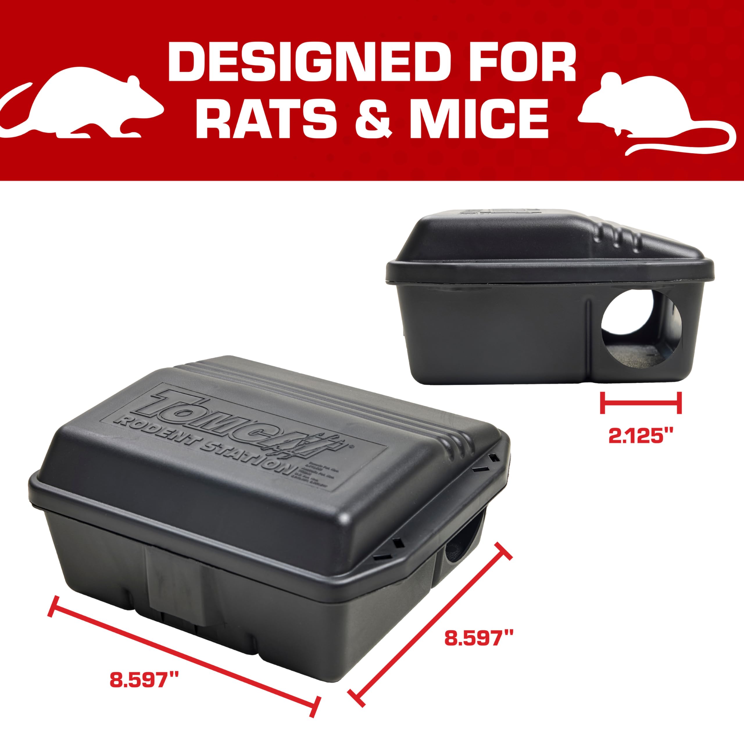 Tomcat Rodent Station compact design fits small spaces like entryways.