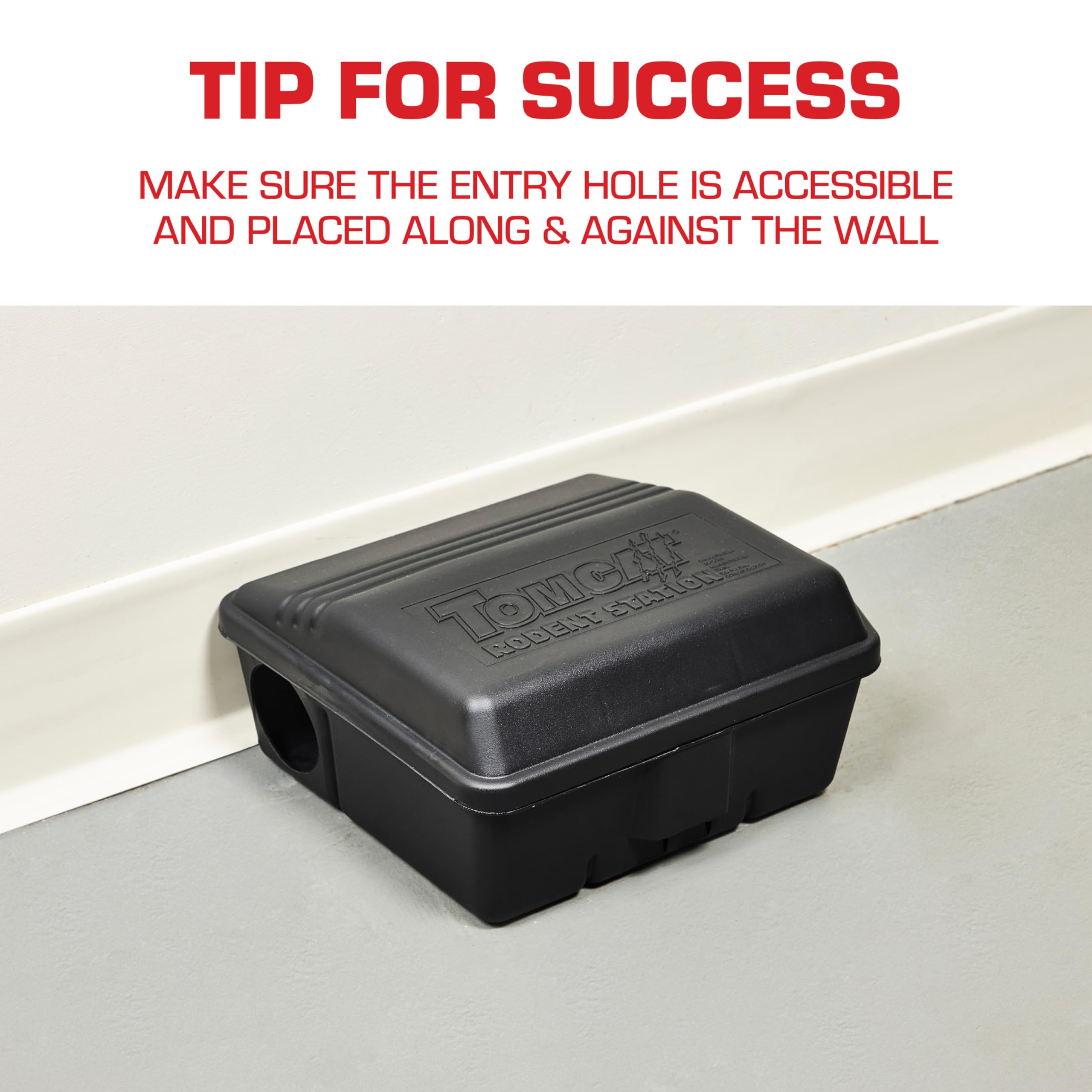 Tomcat Rodent Station indoor-outdoor capable, weatherproof and easy to use.