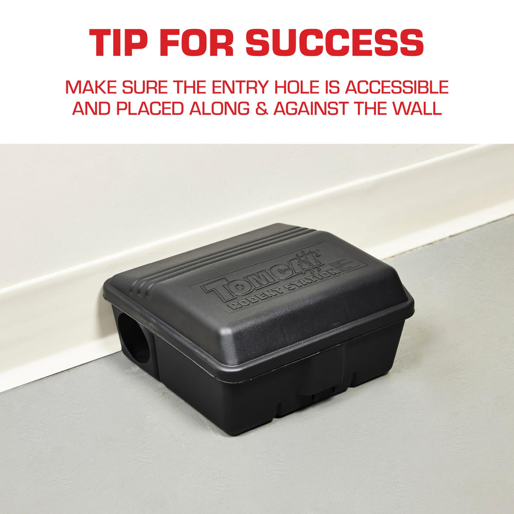 Tomcat Rodent Station indoor-outdoor capable, weatherproof and easy to use.