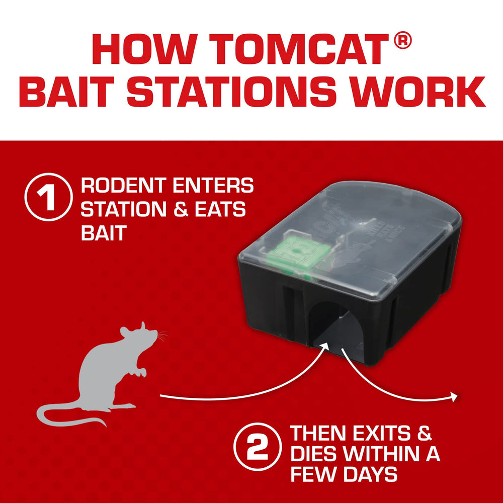 See-through window on a Tomcat station enables easy bait monitoring.
