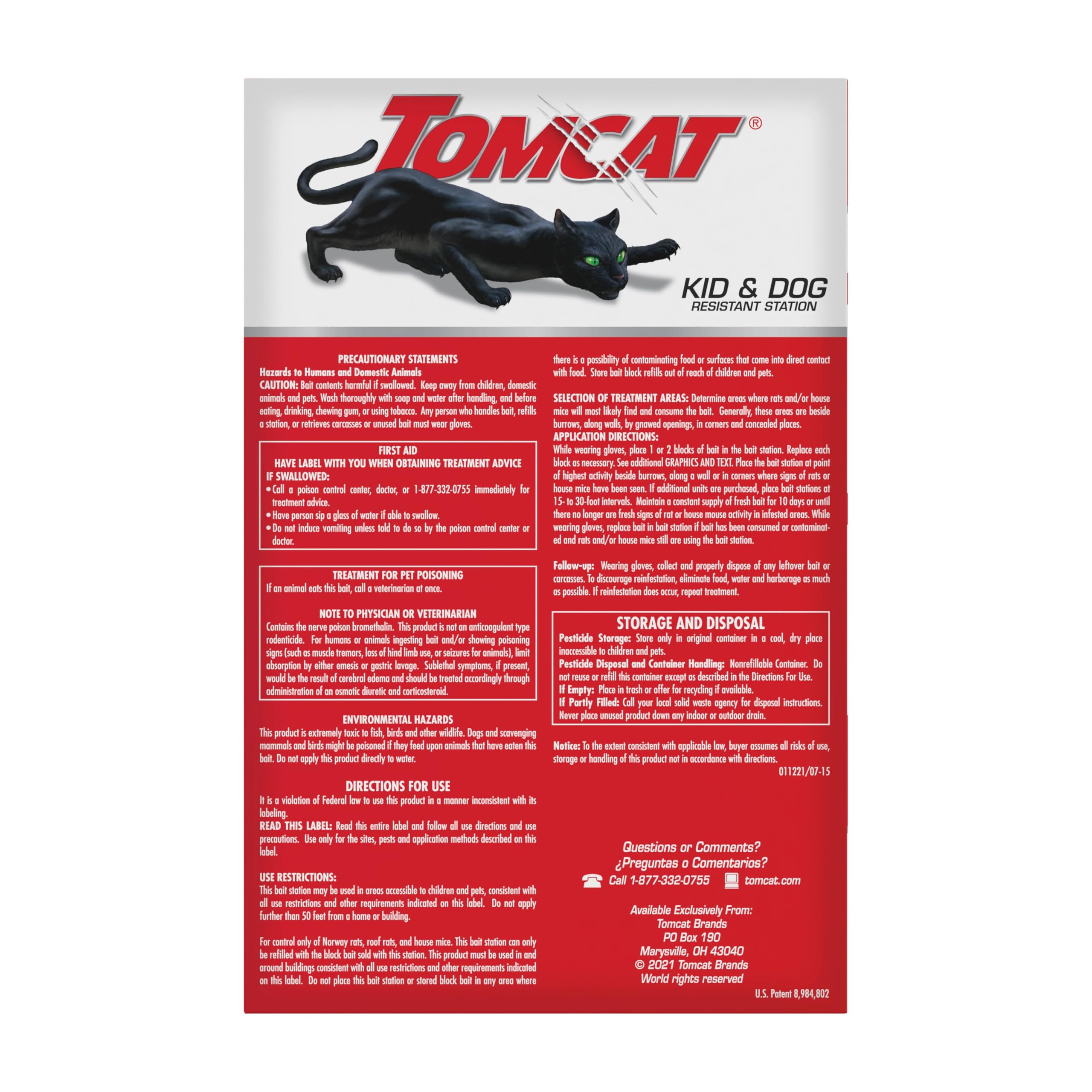 Tomcat weatherproof design keeps bait protected in all conditions.