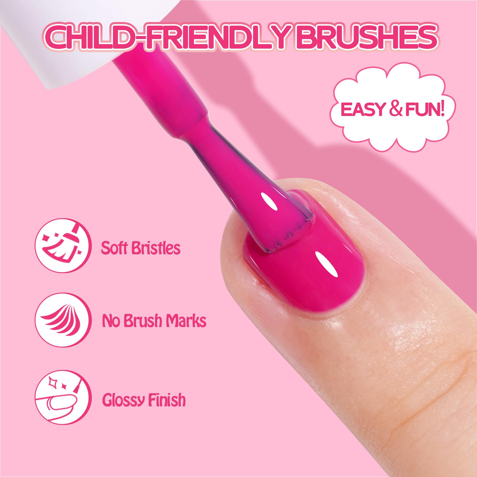 TOMICCA brush close-up shows neat, kid-friendly application.