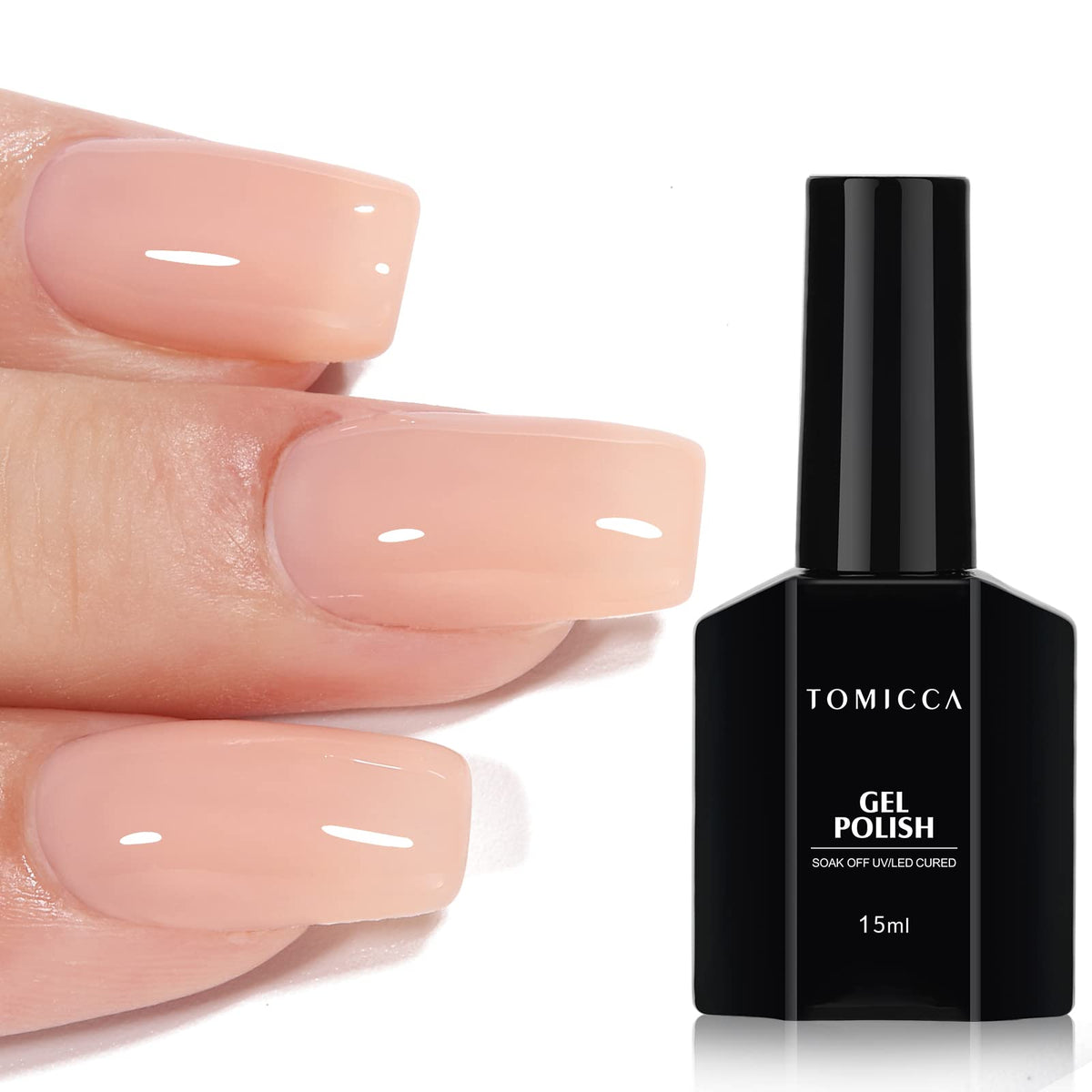 TOMICCA Nude Gel Polish bottle with jelly finish for a natural French manicure.