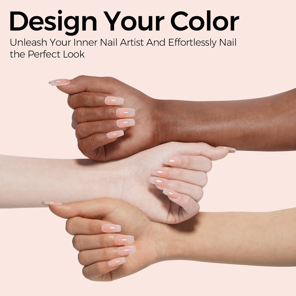 TOMICCA Nude Gel Polish brush stroke showing seamless color for DIY nails.