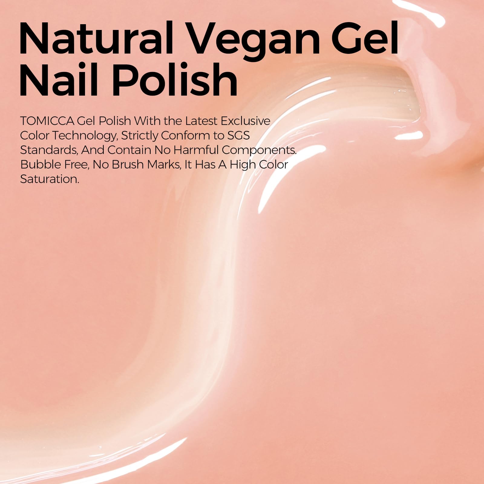 TOMICCA Nude Gel Polish gloss finish after cure for radiant nails.