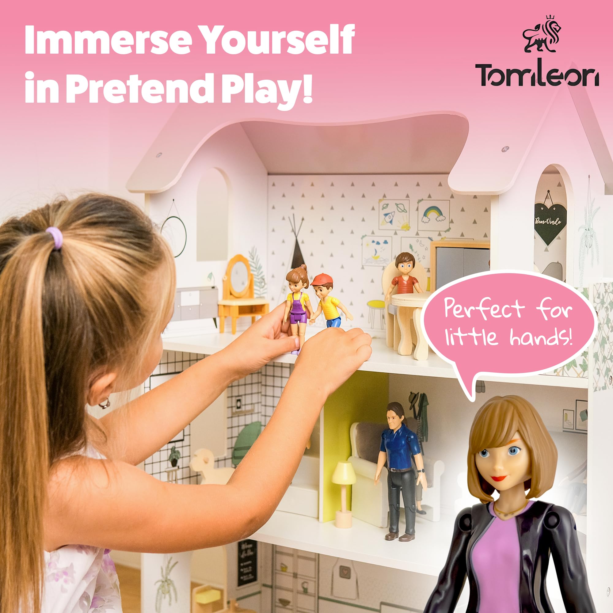 TOMLEON dollhouse sister figure for friendship scenarios