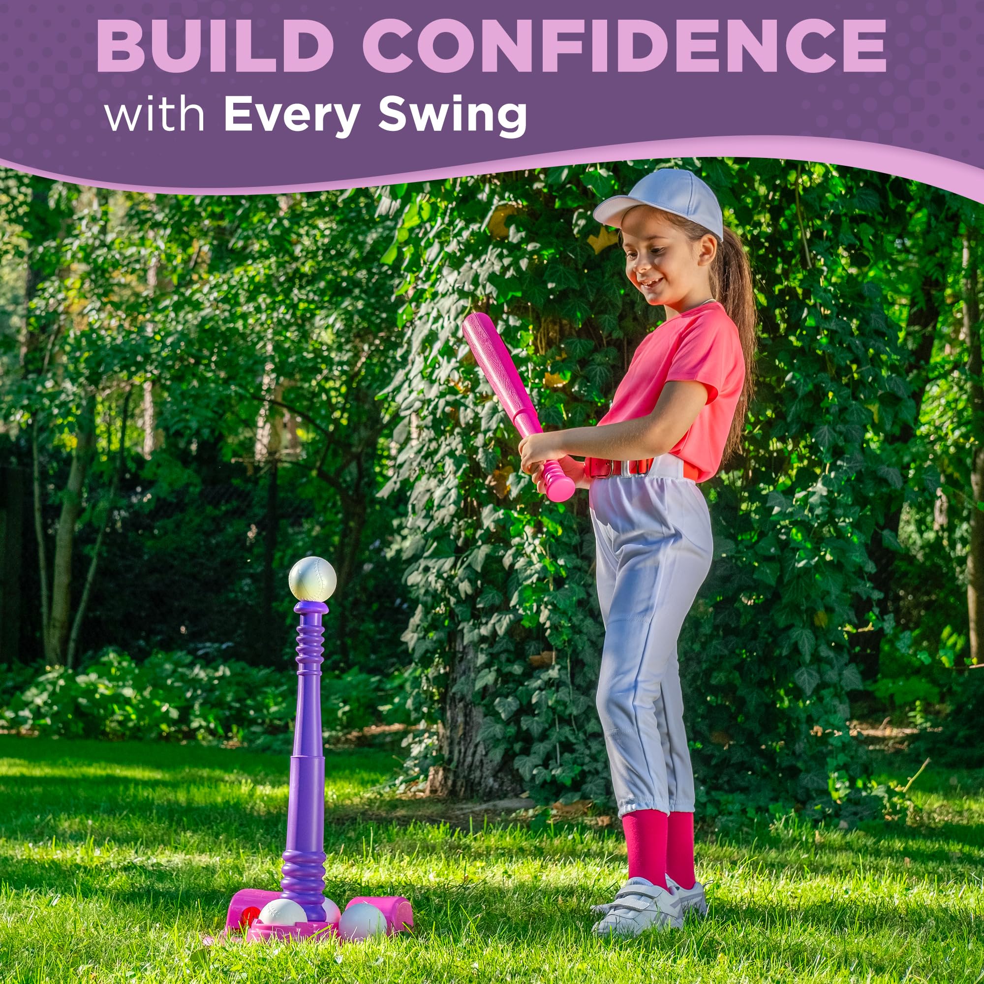 Adjustable tee height feature demonstrates thoughtful design for families.