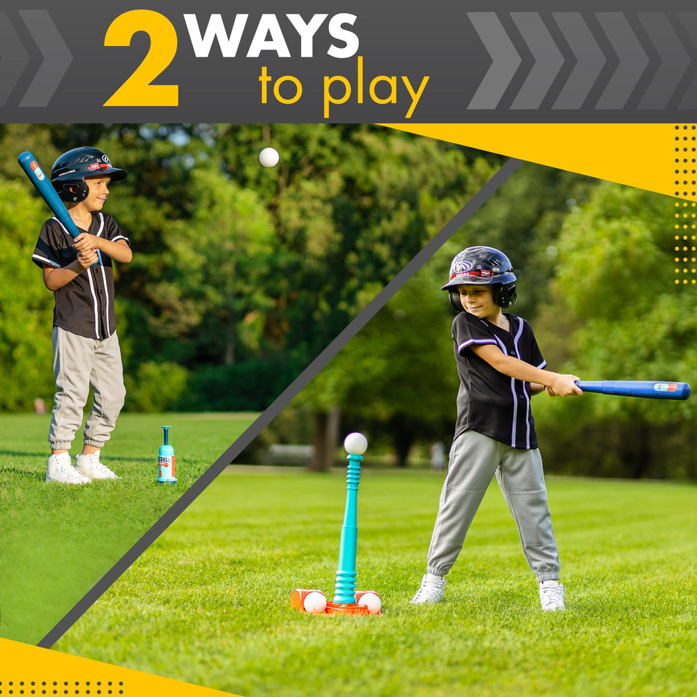 TOMLEON tee and bat setup illustrates simple prep for youngster-friendly tee-ball.