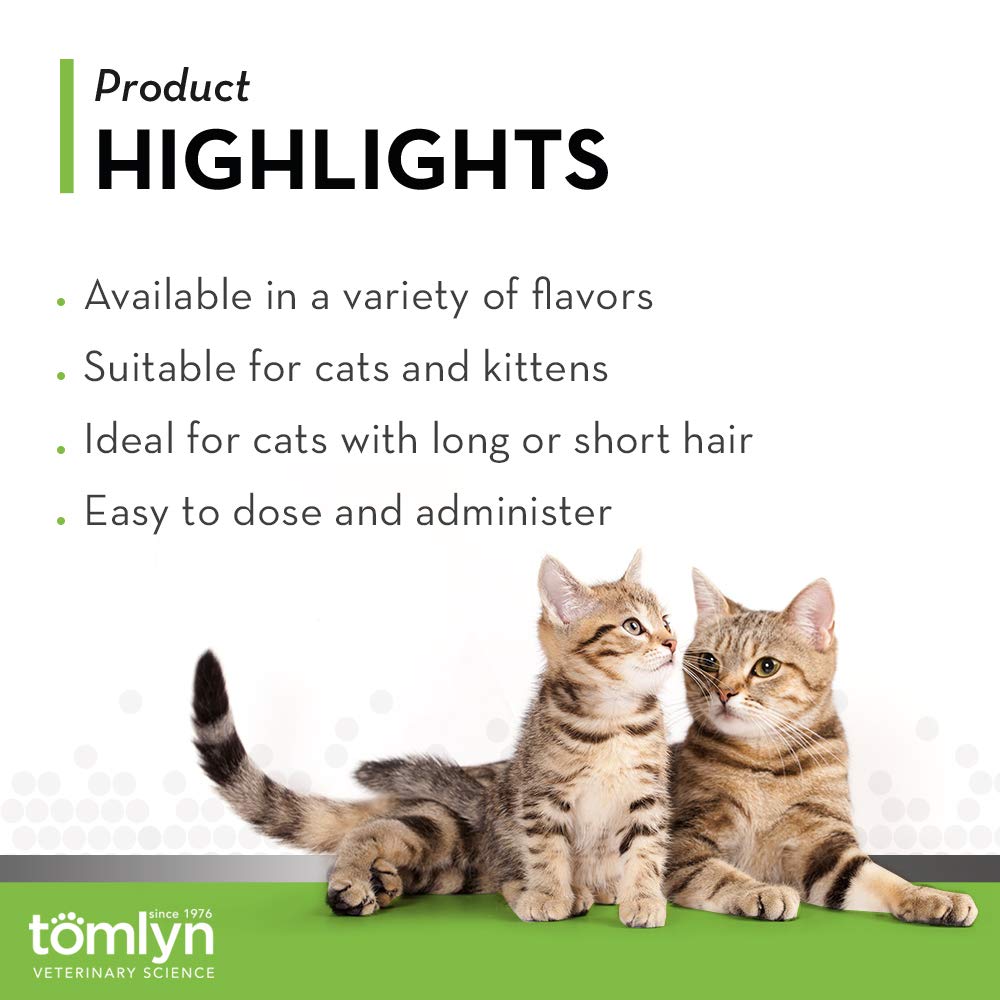 Tomlyn Laxatone applied on a cat’s nose to start licking hairball aid.