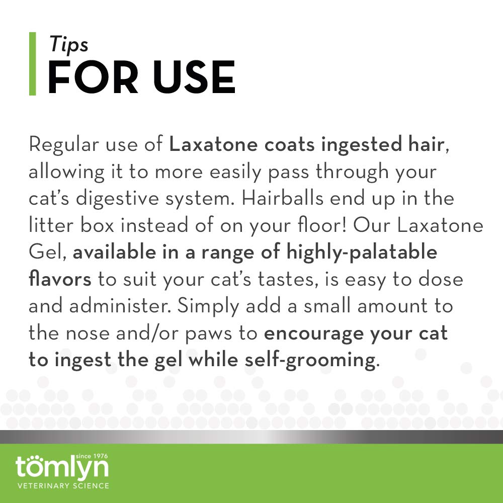 Kitten-friendly Tomlyn Laxatone formulation supports gentle hairball management.