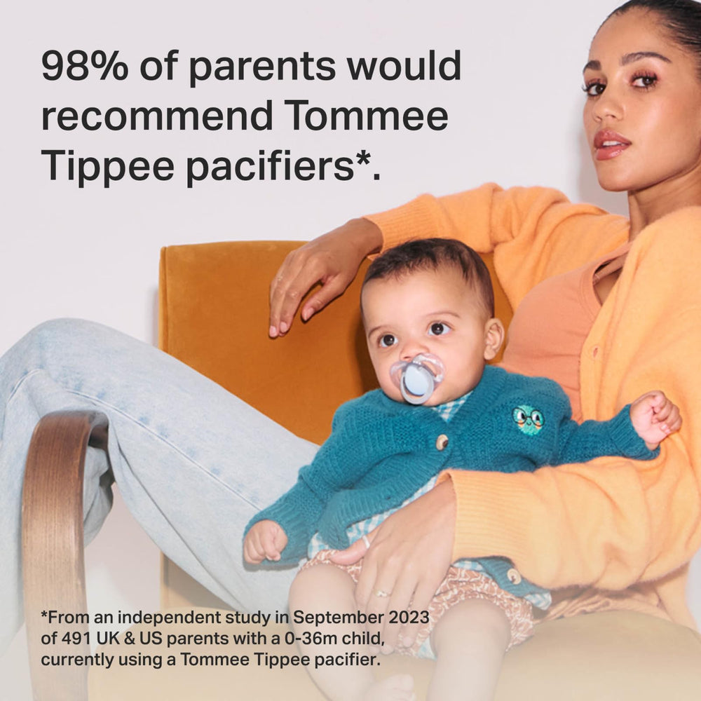 Tommee Tippee Night Time Pacifier BPA-free silicone safe for baby skin.