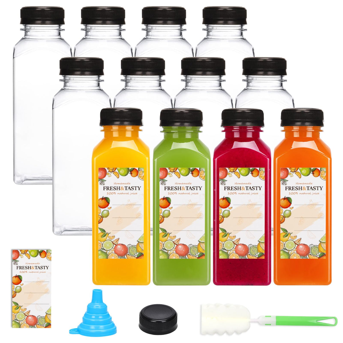 TOMNK 12oz juice bottle cap closeup with tamper-evident seal for secure storage.