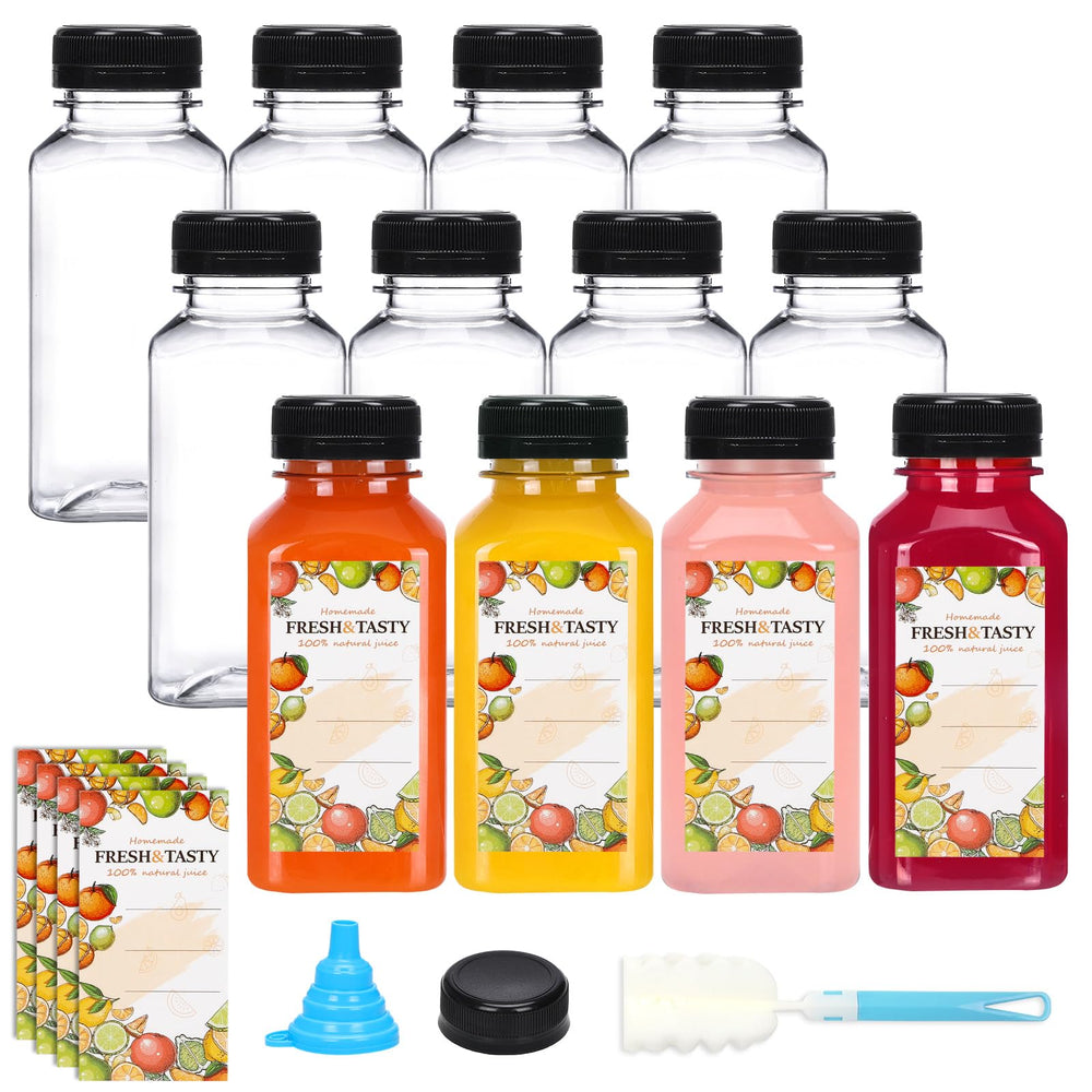TOMNK 12-pack 8oz juice bottles with caps for easy on the go beverages